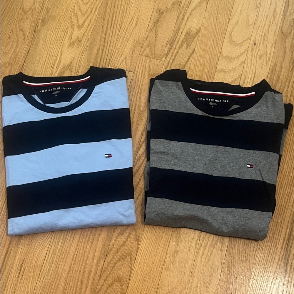 Tommy Hilfiger Men's Ruby Short Sleeve Shirts - Light Blue and Dark Gray